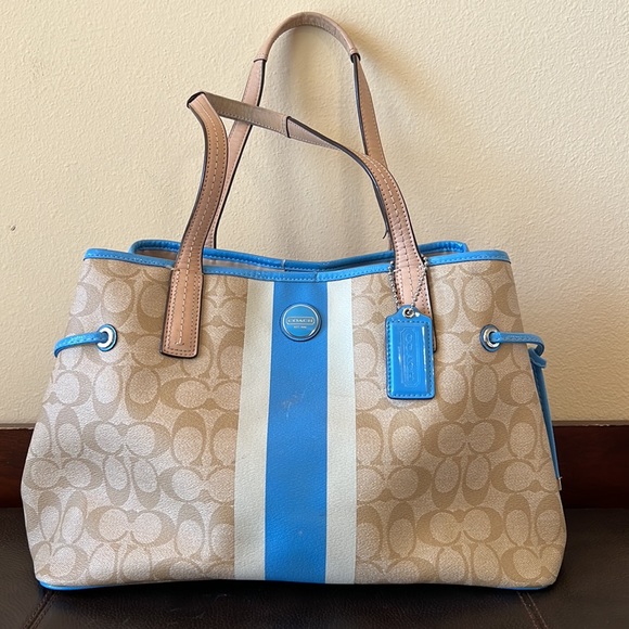 Coach Handbag Classic C Design With Silver Hardware Includes Wristlet - Picture 3 of 16